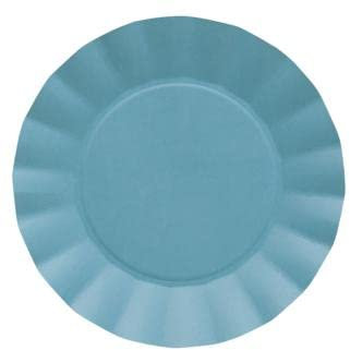 Assiettes plates en papier brun compostable turquoise 24,5 cm 8 pièces