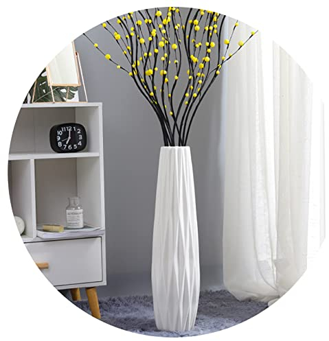 Florero grande de cerámica blanco, jarrón de mesa de piso de 17.7 pulgadas de alto, florero decorativo para decoración moderna del hogar, sala de estar, mesa, estante de oficina, dormitorio, cocina,