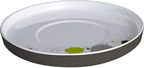 BRUNNER 0830020N.C7B Deckel für Space Schale Durchmesser 15 cm, Farbe Weiß und Dekoration grau/grün, aus bruchsicherem und stoßfestem Melamin, BPA-frei