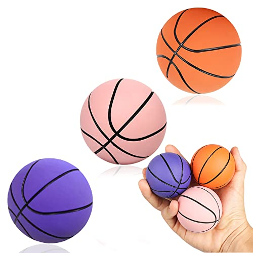 Exbrith 3 Stück Mini Inflatable Basketball, Hüpfball aus Gummi - 6cm - Squeeze Toy with High Elasticity for Mitgebsel fürs Büro oder Kindergeburtstag