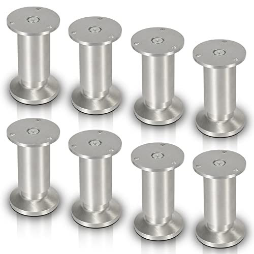 Gimisgu Aluminium Möbelfüße 8er Set,Runde Möbelfuß Sockelfuß,Höhe 150mm,Höhenverstellbar:15mm,Belastbar bis 250 Kg,Geeignet für Sofa, Bett, Nachttisch, Schrank