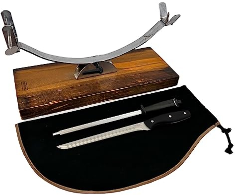 Jamonero Basculante Cabezal Fijo + Cubre Jamon Negro + Afilador manual + Cuchillo Jamonero