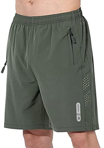 JustSun Kurze Hosen Herren Shorts Sommer Kurz Sporthose Jogginghose Herren Sport Shorts Trainingshose Laufshorts mit Reissverschluss Grün L