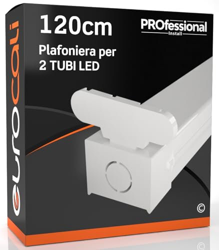 Eurocali Deckenleuchte 120 cm für LED-Röhren (nicht im Lieferumfang enthalten) für Innenraum aus weißem Aluminium - Ersatz Neon