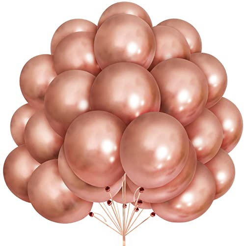 30 Pezzi Palloncini Oro Rosa lattice Pink Oro Rosa Metallico Cromo 12Pollici per Ragazze Donne Festa Compleanno Matrimonio Baby Shower Nuziale Fidanzamento Addio al Nubilato Anniversario Decorazioni