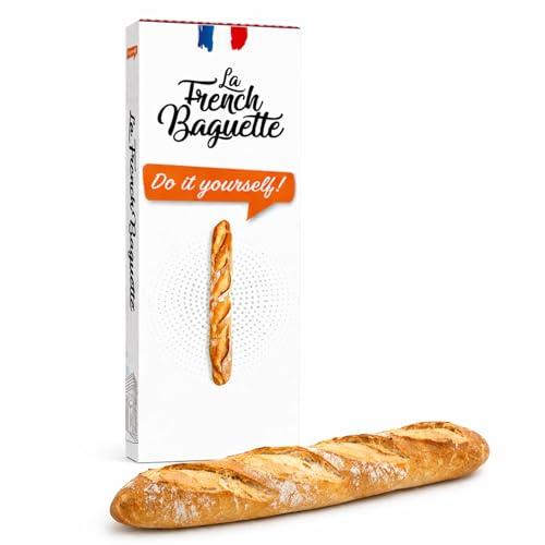 La French Baguette – Kit Do it Yourself pour faire une baguette française maison, préparation pain à offrir avec farine, levure et papier sulfurisé, idée cadeau souvenir de France