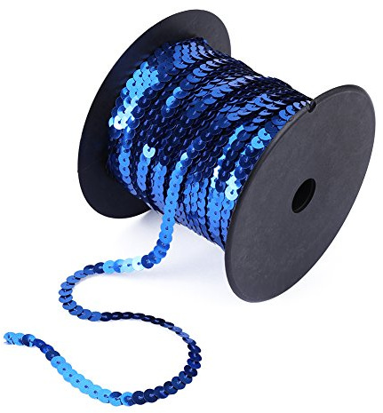 100 Yard Flacher Pailletten Rolle, 6mm Bunte Paillette Trim Flache Glitzerborte für DIY Handwerk, DIY Paillettenschnur Bandrolle für Bastelarbeiten, Verzierungen, Kostümzubehör(Blau)