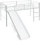 GIANTEX Lit Mezzanine Enfants, Lit Superposé 1 Personne avec Échelle et Toboggan Amovible, Lit Enfant en Acier avec Espace de Rangement, Charge 150KG, 198 x 96 x 109 CM