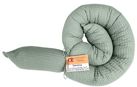 Schlangenmanufaktur® Baby Kuschelschlange Stillkissen Waffelpique Smaragd, Handgemacht in Bayern aus Öko-Tex® Materialien 100cm x 13cm, Kopfschutz für Wickeltisch, Nackenrolle