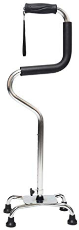 ATHUAH Gehstock Quad, leicht, vierbeinig, mit weichem Griff, Gehhilfe zum Sitzen und Stehen, Links oder rechts verstellbar, einfaches Sitzen und Stehen für Stabilität (Farbe: Silber)