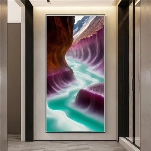Abstraktion Fluss Diamond Painting, 5D Diamant Painting Bilder Voll Set mit Diamond Painting Zubehor, GroB Diamant Malerei Gem Crystal Art Basteln Deko Erwachsene Mädchen Geschenke 180x90cm W-1304