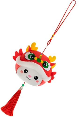 Vaguelly Chinesischer Drache Plüsch Chinesisches Neujahr Drachenmaskottchen Plüschanhänger Spielzeug 2024 Jahr des Drachenmaskottchens Glücksstofftierspielzeug