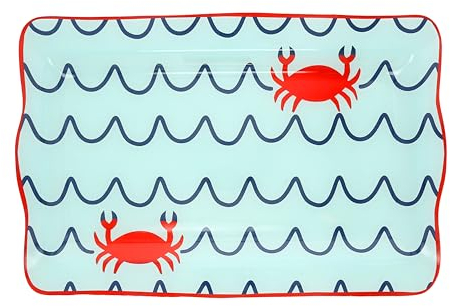 Pavilion - Beach - Bandeja para Servir de 42,5 x 28 cm, diseño de Olas de Cangrejo, Barco, Playa, océano, Playa, Playa, Playa, Frente al mar, Cocina, decoración