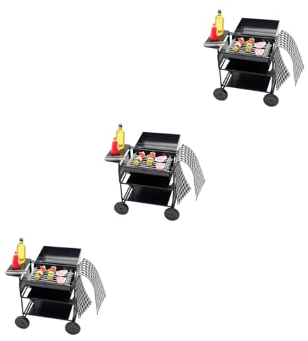 ibasenice 3 Sätze Mini-Grill kreativ Spielzeug bastelbedarf Spielzeuggrill Mini Grill Möbel Küchengeräte Mini-Hausdekoration Miniatur Spiel Requisiten Zubehör Kochutensilien Modell