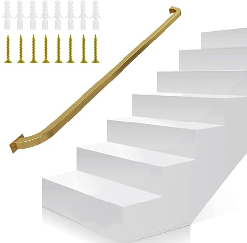 Gorssen 60cm Handlauf für Treppen Innen Aussen Haltegriffe Rohrförmiges Handfußgeländer Sicherheitsgeländer Türgriff Treppengeländer Halter mit Halterungen - Komplettset