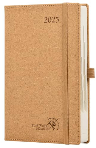 POPRUN Kalender 2025 Tagesplaner Hardcover 21,5 x 14,5 cm, Hergestellt aus Erneuerbaren und Umweltfreundlichen Materialien - Tageskalender A5 1 Tag 1 Seite mit Recyceltes Papier - Wüstenbraun