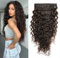 Unipearl Deep Curly Clip in Extensions Echthaar，50cm 20 Zoll 8PCS 120g #2 Braun Haarverlängerung für Frauen Water Wave Remy Hair Extensions Clip in