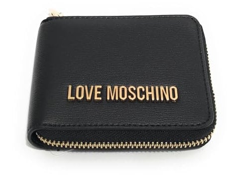 MOSCHINO Portafoglio donna Love zip around small ecopelle nero logo gold A25MO11 JC5639PP1LLD0000 NERO