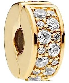 Wedanor Damen Vergoldete transparente Pavel Clip Charm Anhänger für Armband 925 Sterling Silber Geburtsstein Charms Beads