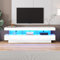 BTM TV Stand Cabinet, High Gloss TV Unit with LED Lights via Bluetooth, White TV Cabinet with 3 Drawers & 3 Open Storage Space, TV Unit for 70-79 inch TV, 160x38x50.5cm