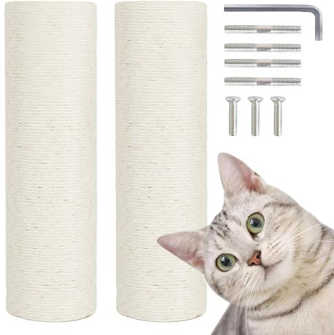 Pinkgarden Rascador de repuesto para gatos, sisal, 40 cm, 4,5 pulgadas de grosor, 2 piezas M8 de repuesto para renovación, color blanco, incluye tornillos (blanco)