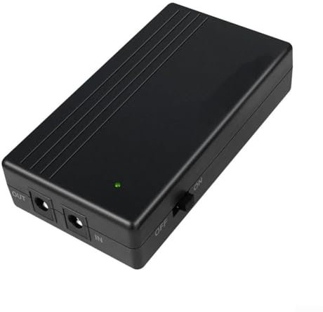 Eawfgtuw Mini gruppo di continuità portatile UPS, batteria di backup 7800mAh, uscita CC 24W 12V/2A Shell ignifugo Supporto doppio dispositivo per telecamera switch modem router