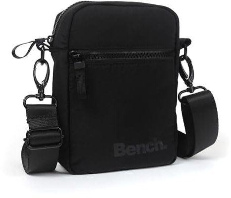 BENCH Damen und Herren Bag Umhängetasche Tasche Handtasche Schultertasche Crossbody-Tasche, schwarz, 19 x 13 x 6,5 cm