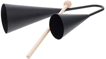 GLSTOY 1 Satz Metall Holz Doppelkuhglocken Kuhglocken Für Kinder Percussion Glocke Samba Percussion Instrument Schwarz