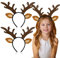 TUONYIS 2 Pièces Serre-tête Oreilles de Cerf, Bandeaux de Noël Renne Bois Couvre-chef Accessoires Cosplay pour Fête Anniversaire Carnaval Halloween Noël (Brun)