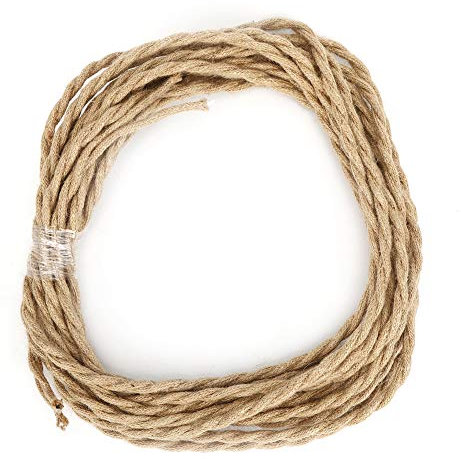 Cable De Luz De Cuerda Eléctrica Trenzado, Cuerda De Cáñamo Vintage Par Trenzado Cable De Alambre Eléctrico Accesorios De Bricolaje Cuerda De Lámpara Luz Para Luz De Araña Decoración(3Metros/9,8 Pies)