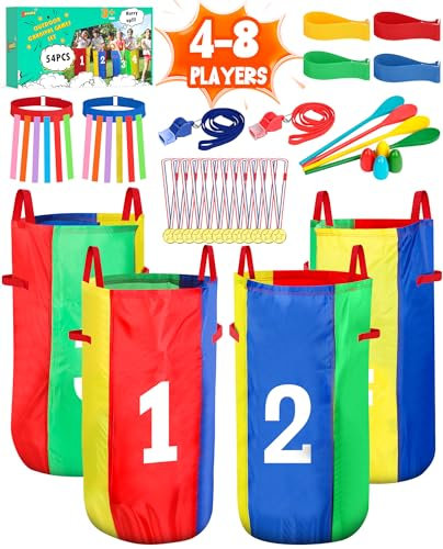 Eocolz Juegos de carnaval al aire libre, bolsas de saco de patatas para niños y adultos, carrera de relevos de cuchara de huevo, bandas de carreras de 3 patas, juegos de captura de cola, fiesta de