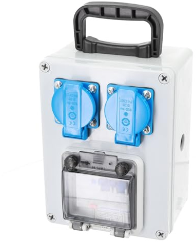 feneihe Baustromverteiler, 2 x 16a, 250V 2p Starkstrom Verteiler, unterverteilung aufputz, ls-Schalter fi-Schalter, Haustromverteiler Wandvereuter Mit Leitung Sicherhsitklappdeckeln IP44/IP67/IP67 Gr