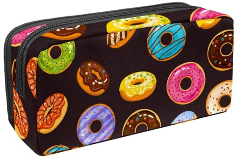 VAPOKF Federmäppchen, Federmäppchen, Schüler-Schreibwaren-Tasche für Teenager, Jungen, Mädchen, Schule, Bürobedarf – Streusel und Schokoladen-Donuts, multi, 2.3x8.2x3.9in/6x21x10cm, Taschen-Organizer