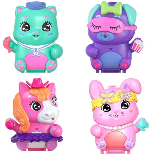 Polly Pocket Set mit 4 Puppen, Verschiedene Modelle, zufällige Lieferung ohne Wiederholungen