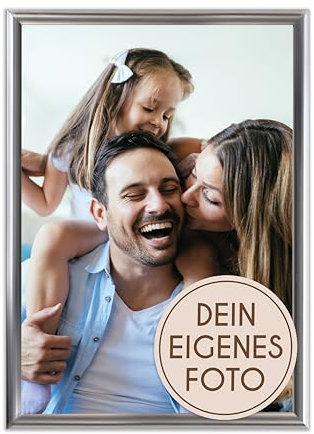 Wackadoo personalisiertes Geschenk mit Bilderrahmen 15x20 Silber Fotodruck Bild zum Muttertag Vatertag Hochzeitstag Familienfotos Poster mit Wunschmotiv. eigenes Foto picture frame