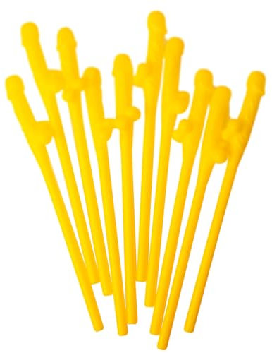 30pcs Hen Party Straws Hen Do Straw Drinking,Reusable Straws for Parties, Straws Naughty Drinking Straw for Birthday Wedding Bachelorette Hen Party (Yellow)