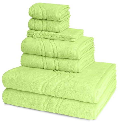 Ross - 8 teiliges Frottier-Set - Cashmere Feeling (2 X Wasch- 2 X Gäste- 2 X Dusch- 2 X Handtuch im Set) - 520 g/m2 - Baumwolle - Walkfrottee - saugstark - weich und flauschig - Apfelgrün