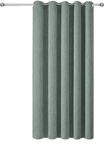 Aspire Homeware 100% Blackout Eyelet Linen Curtains for Living Room 66x84 Inch Thermal Insulated & Super soft Ring Top Sage Green Curtain Single Panel with Matching Tieback