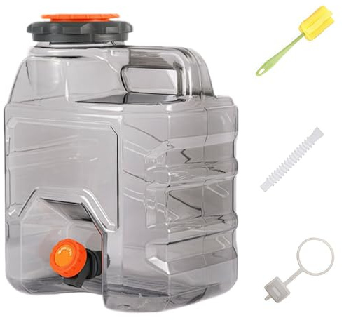 KUNYOS 2.2 Gallon Camping Water Containers in safe PC, Camping Water Carrier with lid for pump installation & dust-proof air valve, Water Tank with Tap for home & camping use (10L,Basic)