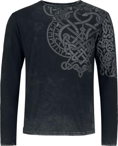 Black Premium by EMP Herren schwarzes Langarmshirt mit Acid-Wash XXL