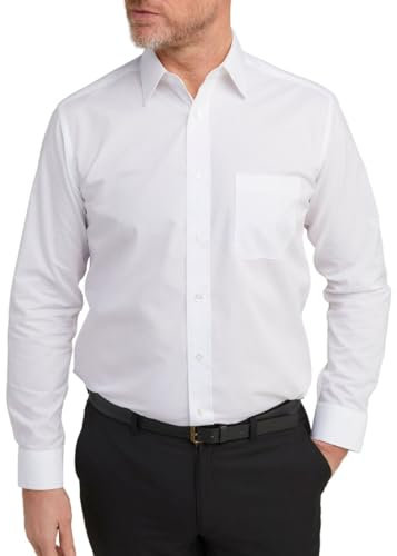 Men's Long Sleeve Shirt Extra Tall Fit Button Formal Business Shirt (as8, Neck, 20, Plus, Extra_Tall, White)