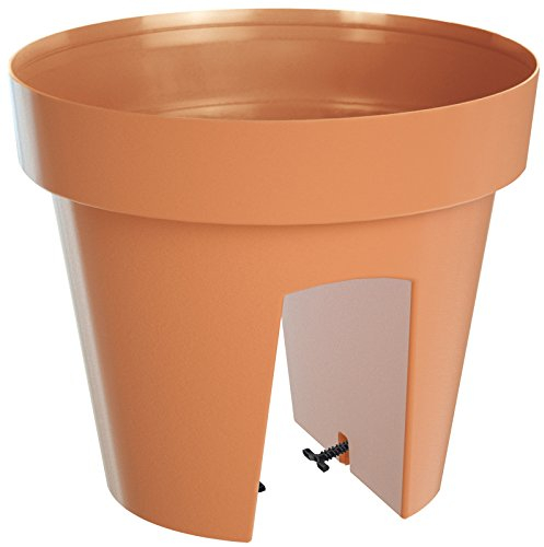 Deuba Jardinera de balcón para barandilla 5L Terracota Maceta de Plástico con 2 cámaras separadas