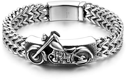 JewelryWe - Bracciale Punk Catena Moto con Bicicletta Guanti da box Aquila Ave in Acciaio Inossidabile Stile Gotico Classico Regalo per Uomini