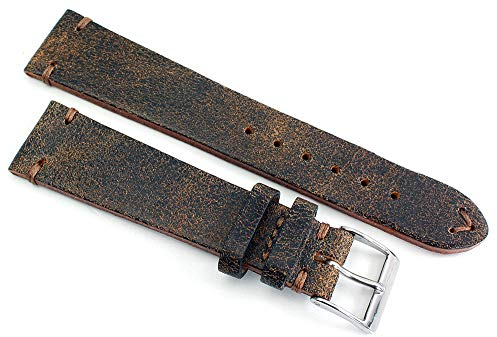 Sulla 20 mm Vintage Leder Uhrenarmband Handgemacht in Deutschland Retro Look Braun
