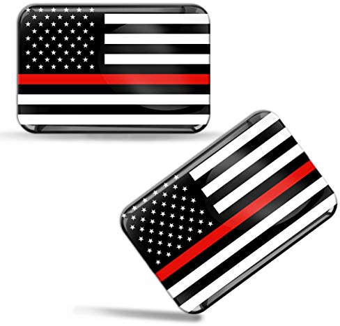 Biomar Labs® 2 x Aufkleber 3D Gel Silikon Stickers USA Amerika Thin Red Line Flag America Dünne Rote Linie Flagge Fahne Auto Motorrad Fahrrad Fenster Tür PC Handy Tablet Laptop F 45