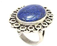 Rajasthan Gems Damen Ring 925 Sterling Silber Cabochon Blau Lapiz Lazuli Stein