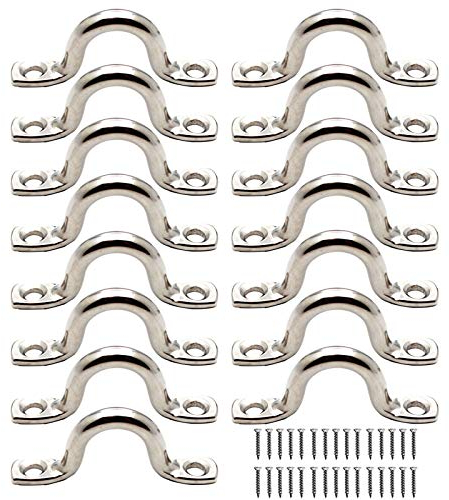 Wenxiaw Plaques d'oeil de Plaque de Pont en Acier Inoxydable Crochet de Plafond 316 en Acier Inoxydable Boucles de Plate-Forme de Kayak avec 30 Vis pour Gréement de Canoë Kayak, 15 Pièces, 4 mm