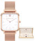 L’Amore Milano Damenuhr Rosenbox - Hochwertige Armbanduhr Edelstahl mit luxuriösem eckigem Design, wasserdicht 3 ATM - Edles Geschenk für Frauen, Freundin, Mutter - 28mm Damen Uhr Mesh Rosegold