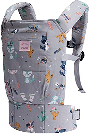 Bebamour Puppentrage für Mädchen, 3 in 1 weiches Tragetuch für Kinder, 100% Baumwolle Puppenzubehör(Grey Animal)