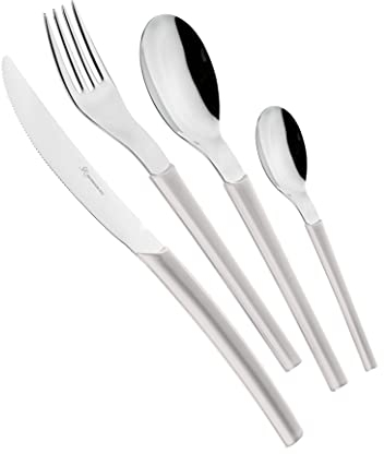 EME POSATERIE Loto Bianco 19 - Set di Posate da Tavola in acciaio inox 18/10, per 6 persone, 24 pezzi
